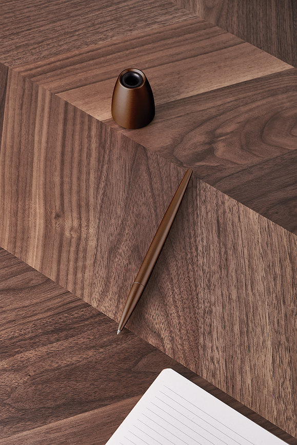 Various Stylo Roller avec socle, or rose