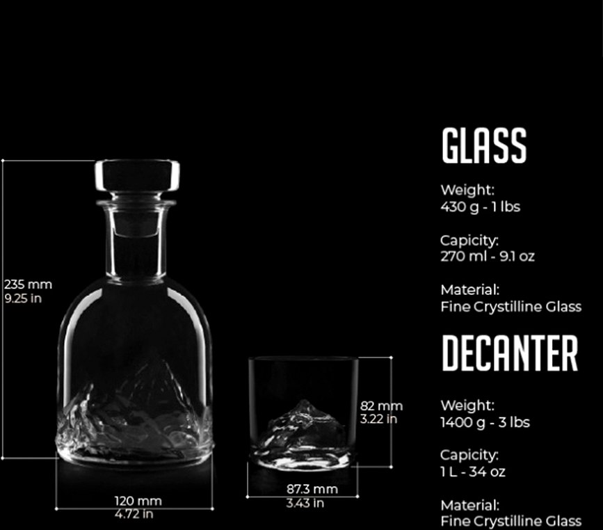 Everest Carafe à Whisky avec Verres, Set 5 pièces