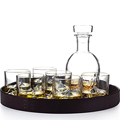 Everest Luxury Karaffe für Whisky mit Gläser, Untersetzer und Tablett 14 El.
