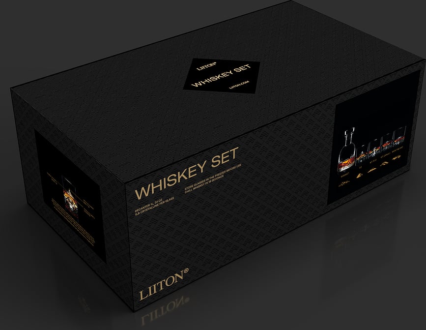 Juego de Decantador y Vasos para whisky The Peaks, Set de 5 piezas