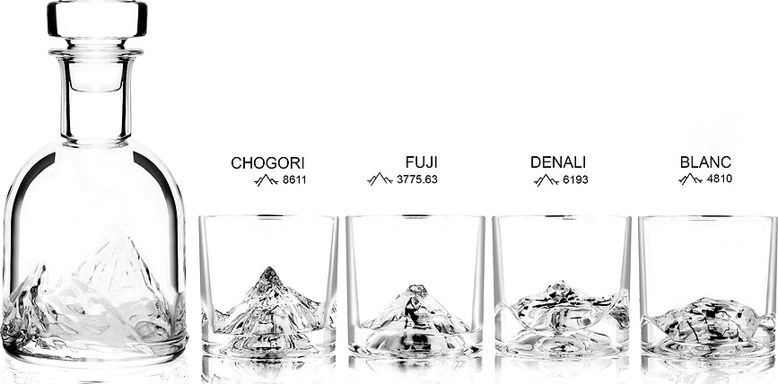 Juego de Decantador y Vasos para whisky The Peaks, Set de 5 piezas