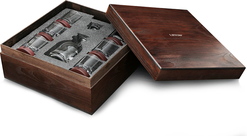 Juego de Whisky Luxury Peaks, de lujo, con licorera, vasos, posavasos y bandeja, Set de 14 piezas