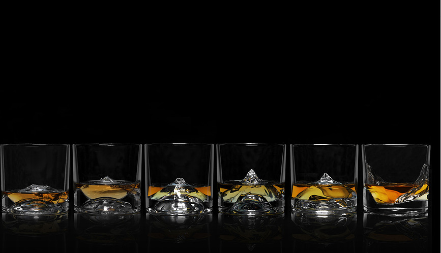 Juego de Whisky Luxury Peaks, de lujo, con licorera, vasos, posavasos y bandeja, Set de 14 piezas