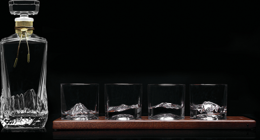 The American Peaks Carafe à Whisky avec verres, Set 5 pièces