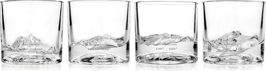 The American Peaks Verres à Whisky, Lot de 4