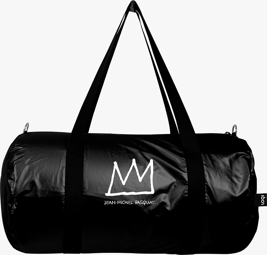Bolsa de viaje LOQI Weekender Museum Jean Michel Basquiat Crown negra