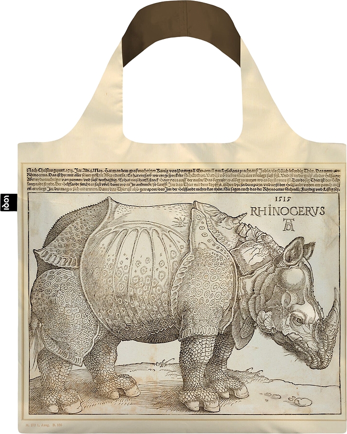 Bolsa LOQI Museum, reciclada, diseño Rinoceronte de Durero