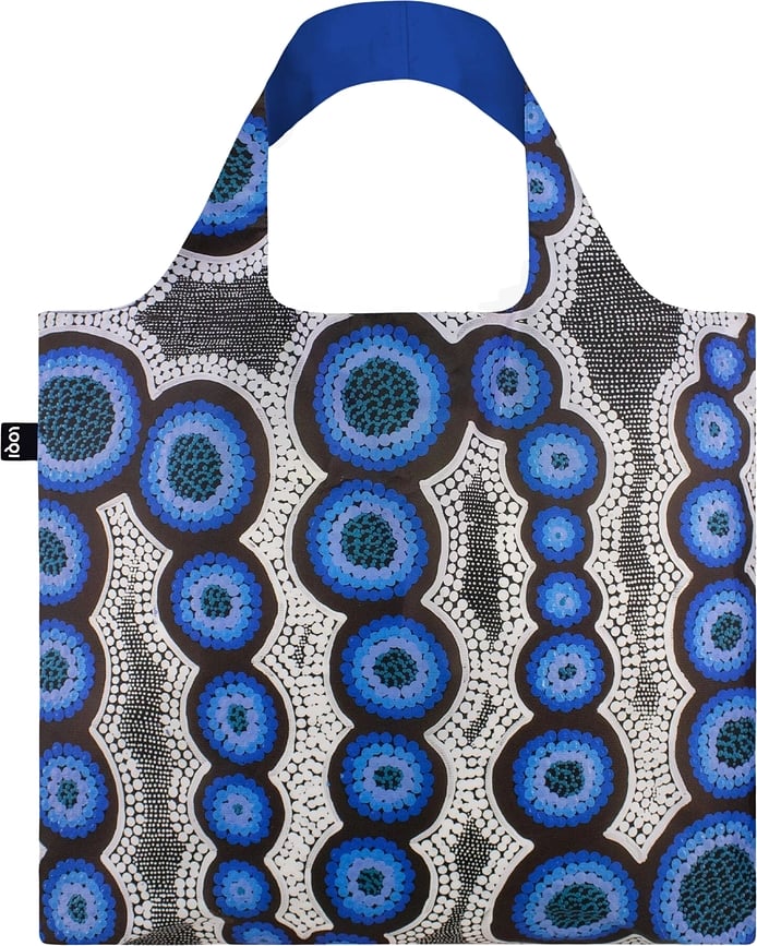 Bolsa reciclada Loqi Artist Kirsten Nangala Egan Dixon Water Dreaming, azul