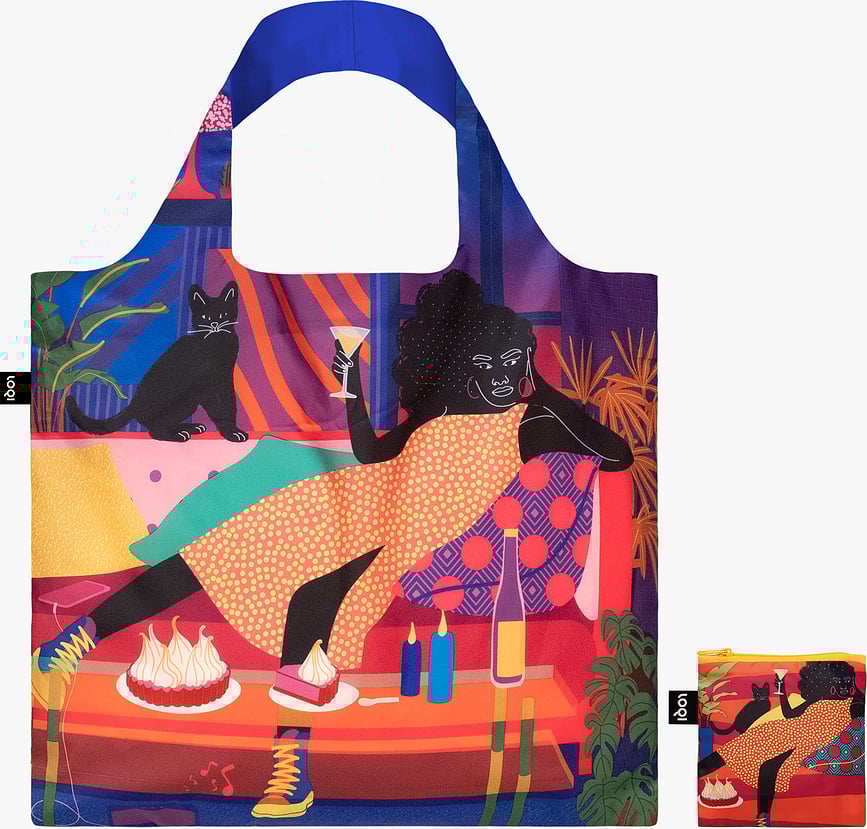 Bolsa LOQI Stephen Cheetham Cats, de material reciclado