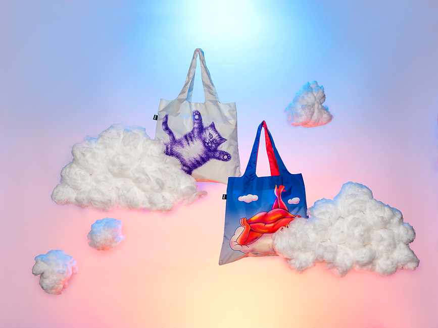 Bolsa LOQI Stephen Cheetham Cats, de material reciclado