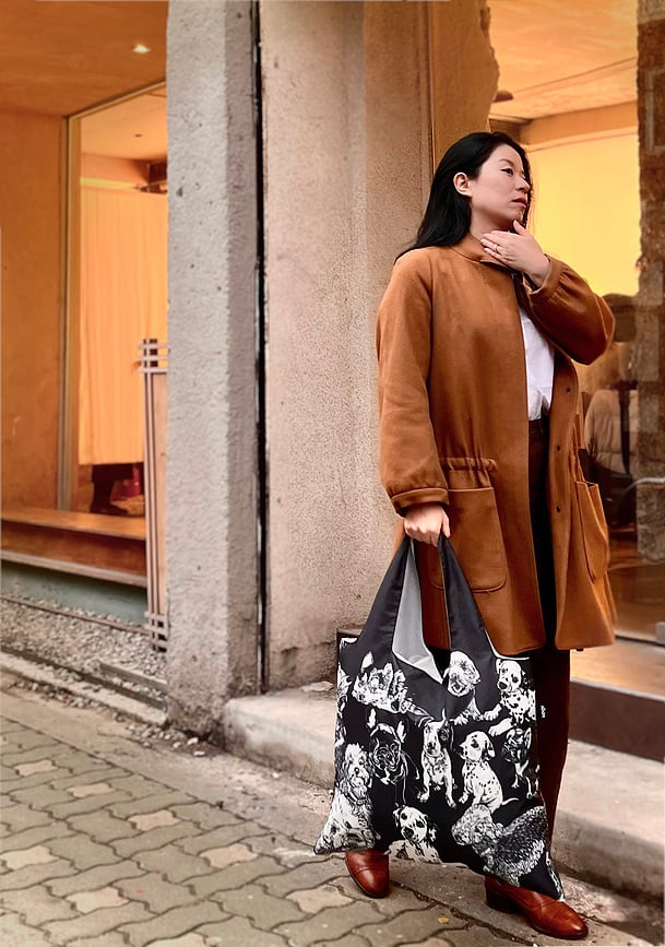 Bolsa LOQI Stephen Cheetham Cats, de material reciclado