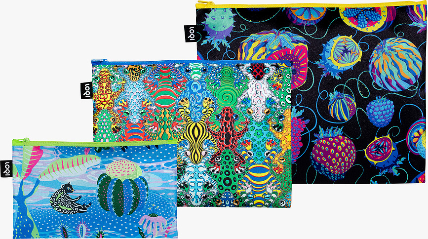 Bolsas LOQI Artist Sam Wilde Bounty Equi Quandary de reciclaje, 3 unidades