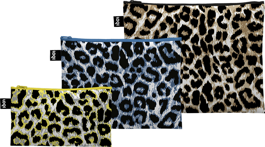 Kozmetične torbice LOQI Artist Leopard iz recikliranega materiala, 3 kos