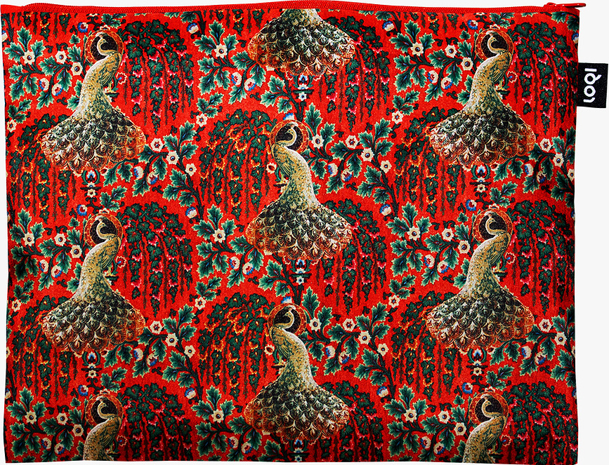 LOQI Artist Decorative Art Tapestry Toile de Jouy Peacock recycelte Beutel, 3 St.
