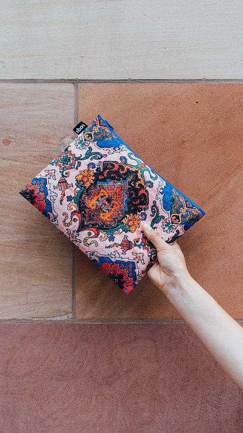 LOQI Artist Decorative Art Tapestry Toile de Jouy Peacock zakjes van gerecycled materiaal, 3 st.
