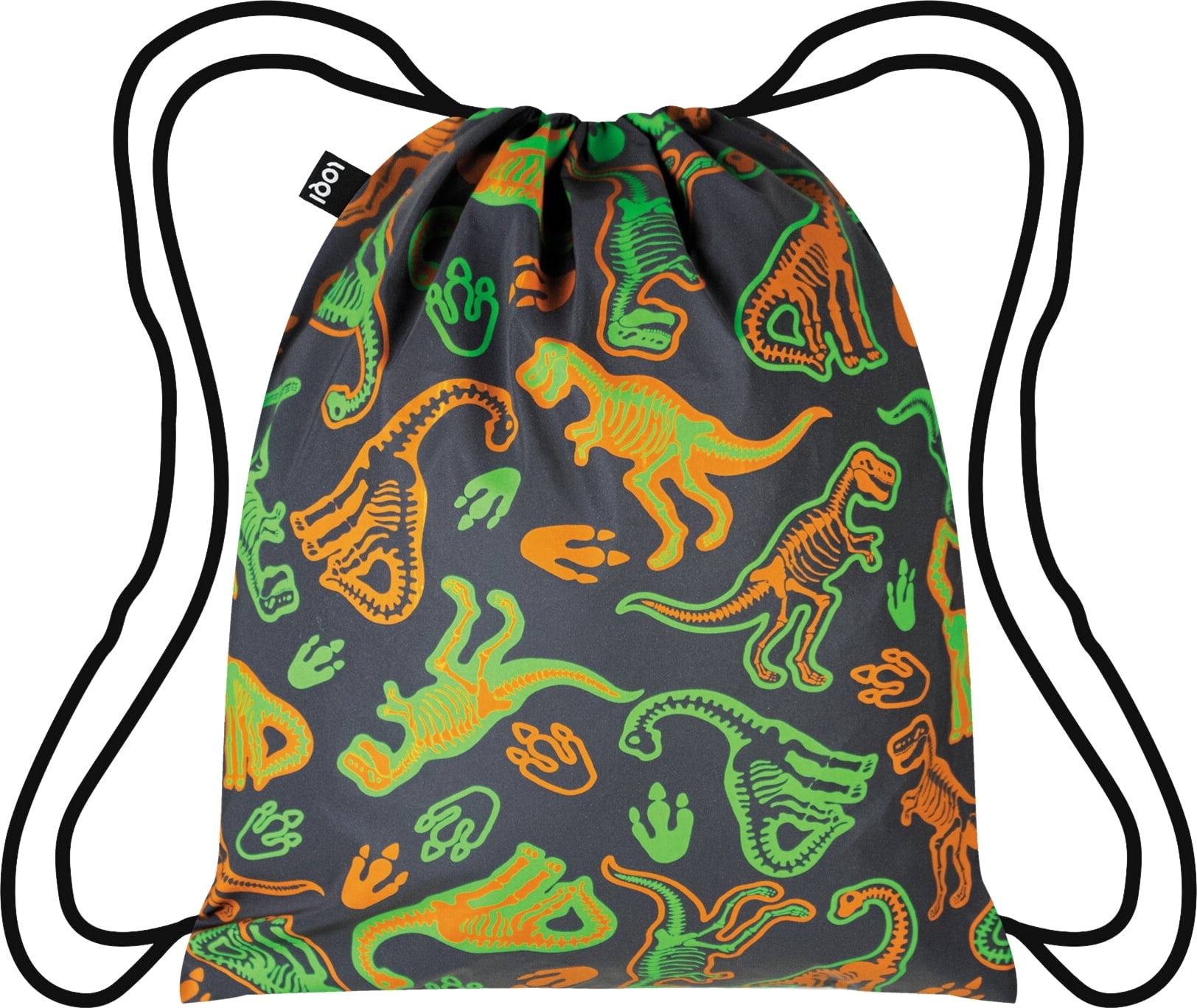Loqi Artist Dinosaur Skeleton Rucksack mini mit reflektierender Beschichtung