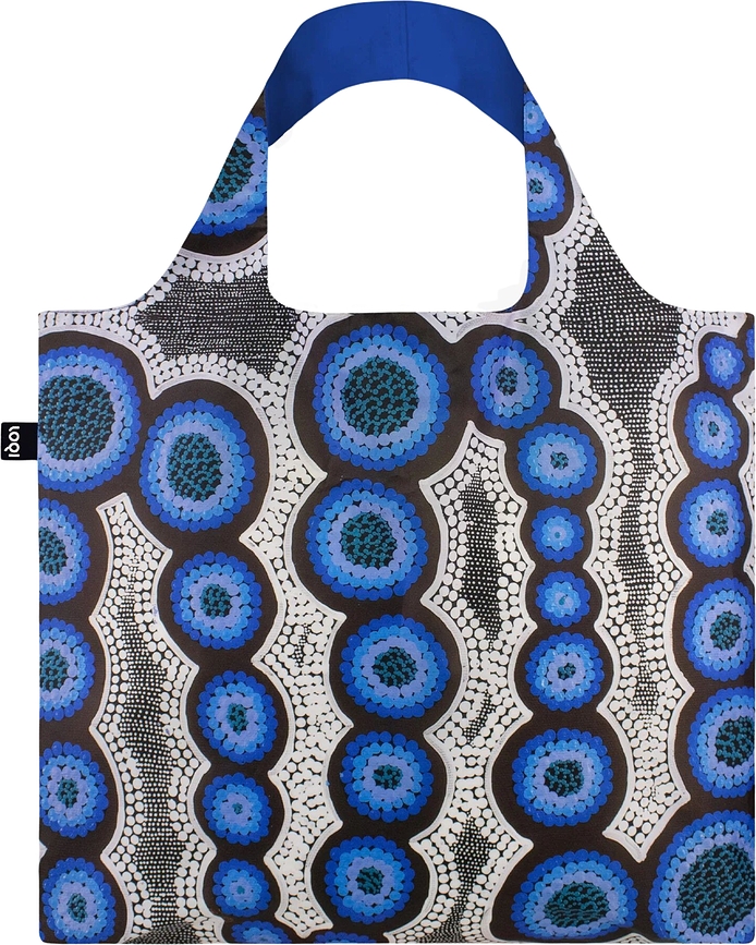 LOQI Artist Kirsten Nangala Egan Dixon Sac, Water Dreaming, bleu, en matière recyclée