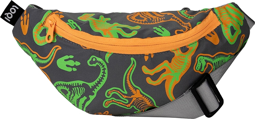 LOQI Artist Pochette mini, motif Squelette de Dinosaure, réfléchissante