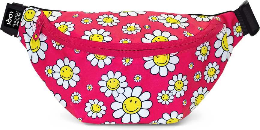 LOQI Artist Smiley Flowers Raspberry újrahasznosított tasak