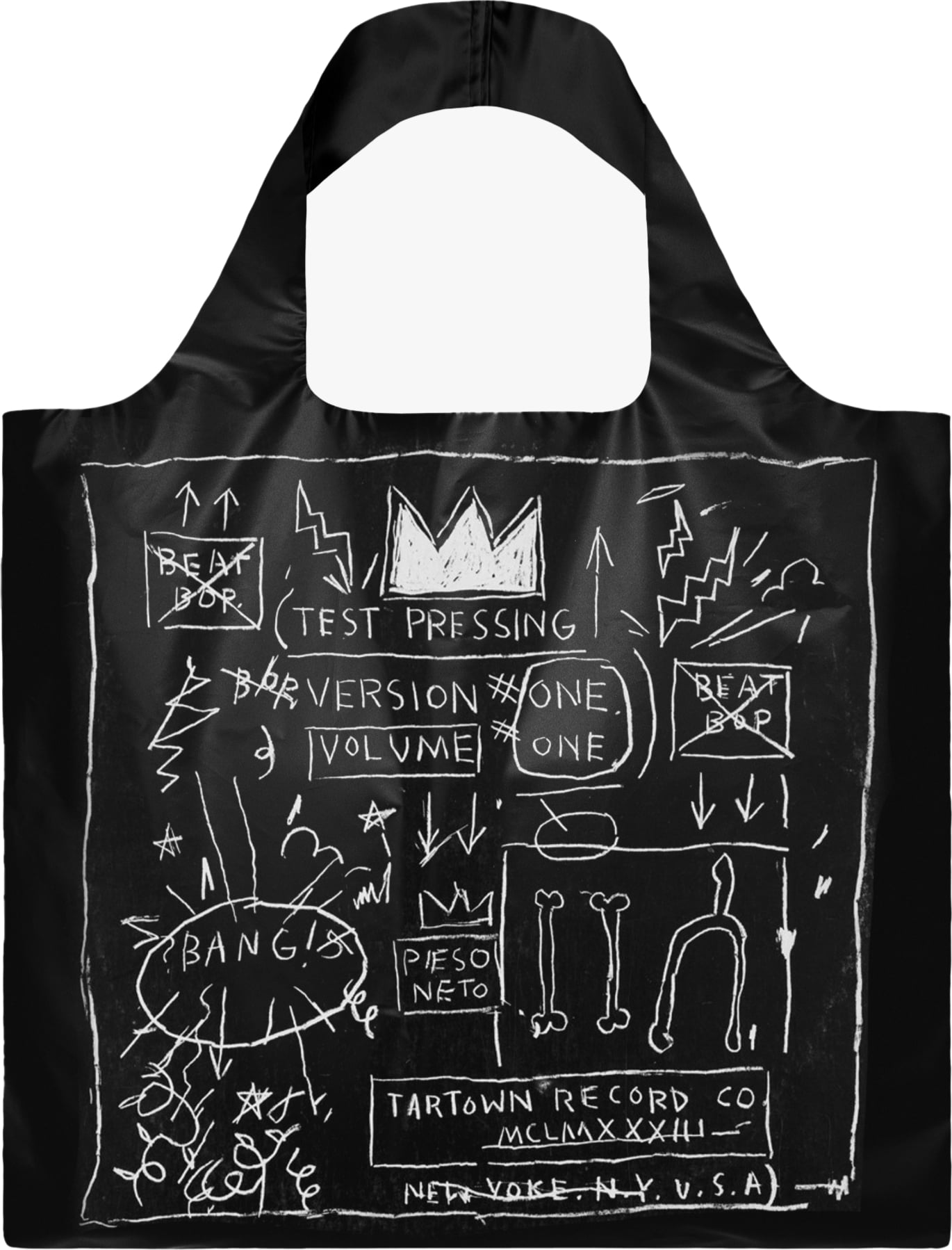 Einkaufstrolley, Einkaufstasche und Einkaufskörbe Loqi Museum Jean Michel Basquiat Crown Tasche, Schwarz