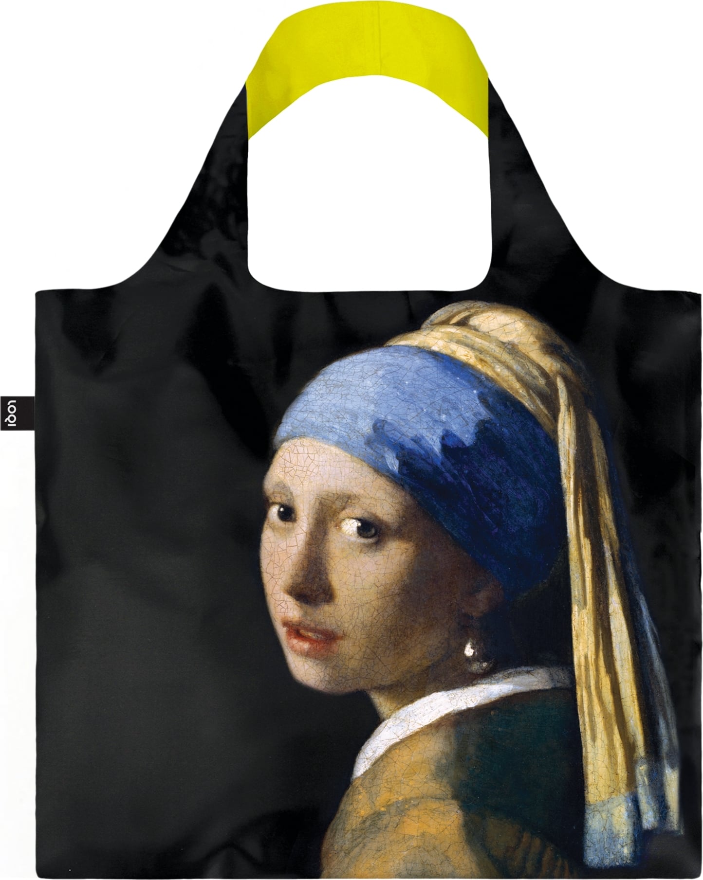 LOQI Museum Johannes Vermeer Tasche Das Mädchen mit dem Perlenohrring schwarz-gelb recycelt