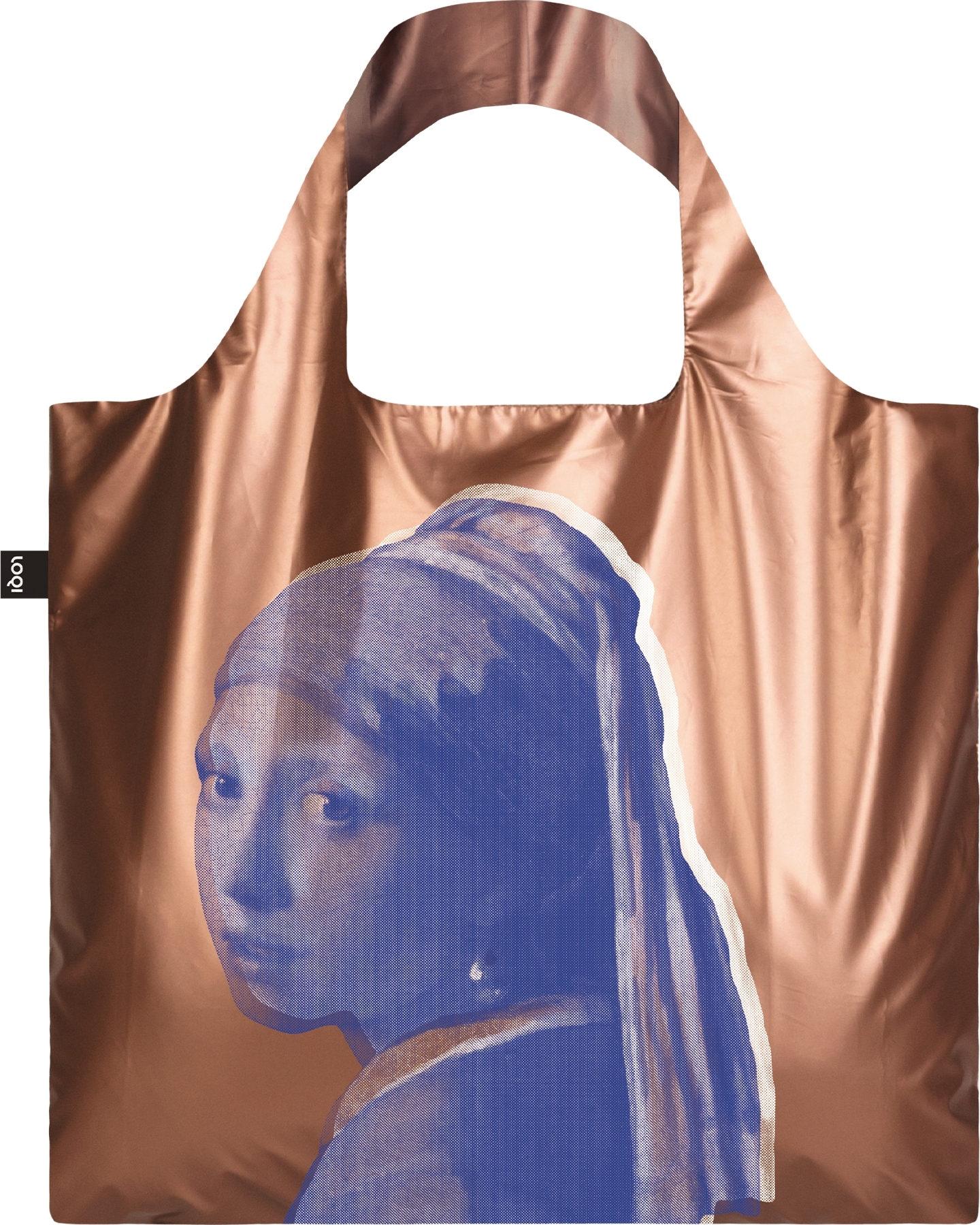 Loqi Museum Metallic Johannes Vermeer Tasche Das Mädchen mit dem Perlenohrring Roségold