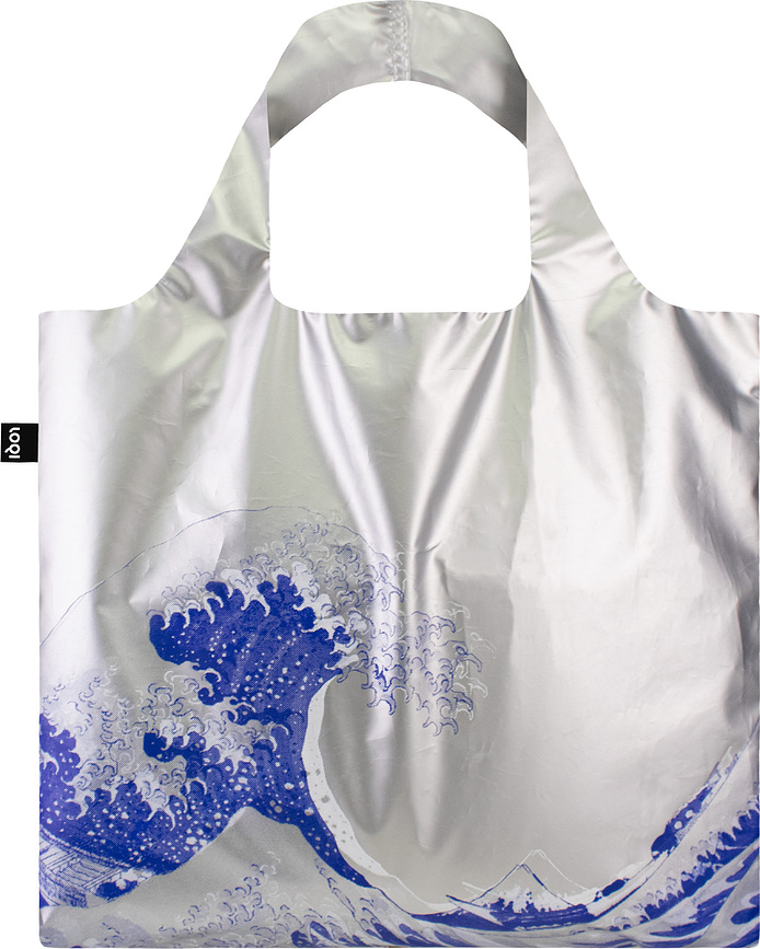 LOQI Museum Metallic Sac cabas, Katsushika Hokusai La Grande Vague, argenté