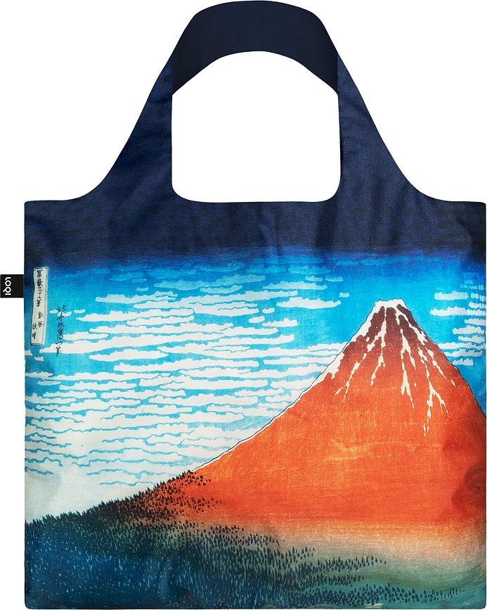 LOQI Museum Sac de courses, en matière recyclée, motif Katsushika Hokusai "Fuji Rouge"