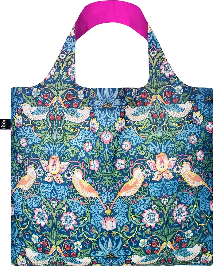 LOQI Museum Sac William Morris The Strawberry Thief, recyclé, rose néon