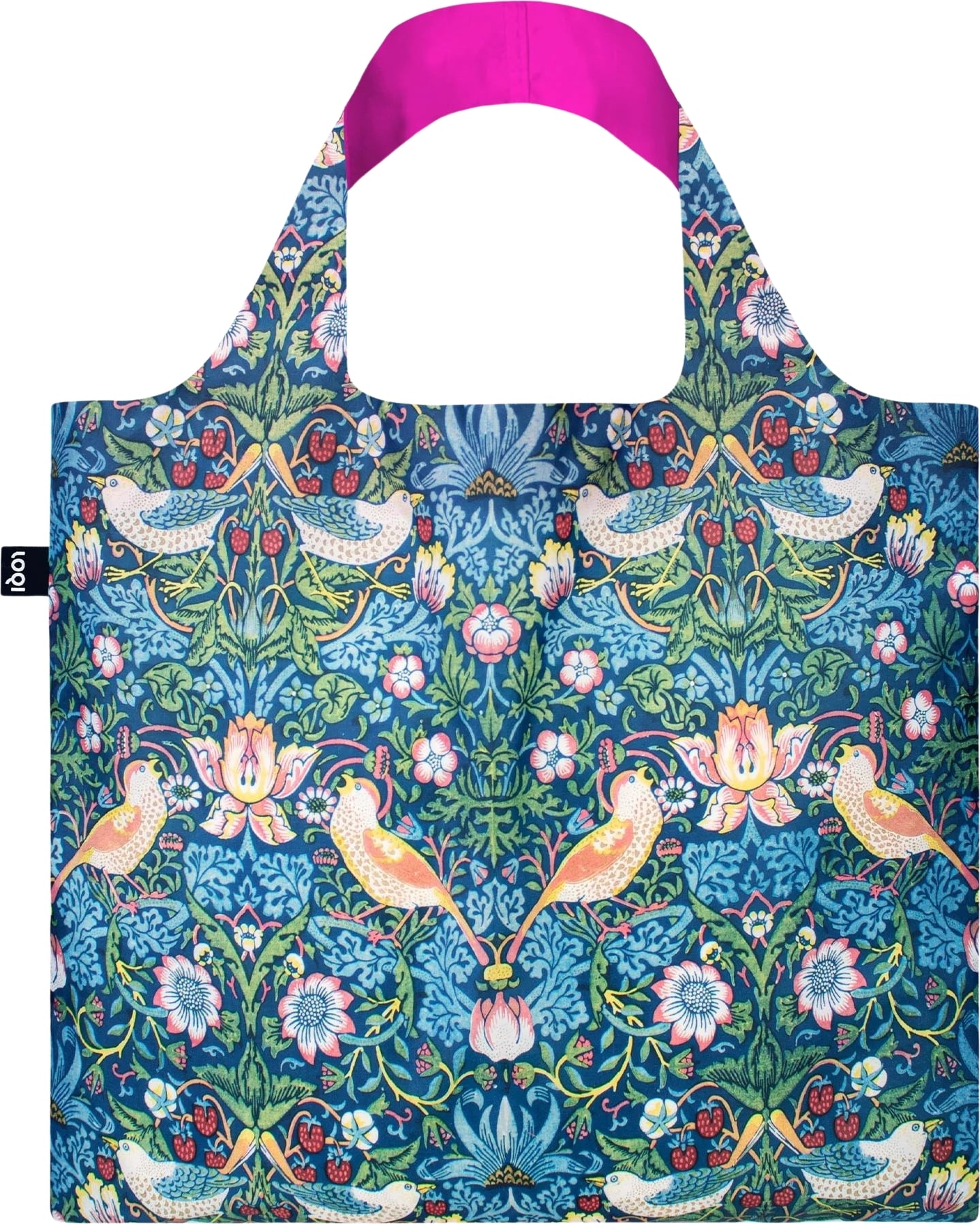 LOQI Museum William Morris The Strawberry Thief Tasche neonrosa recycelt