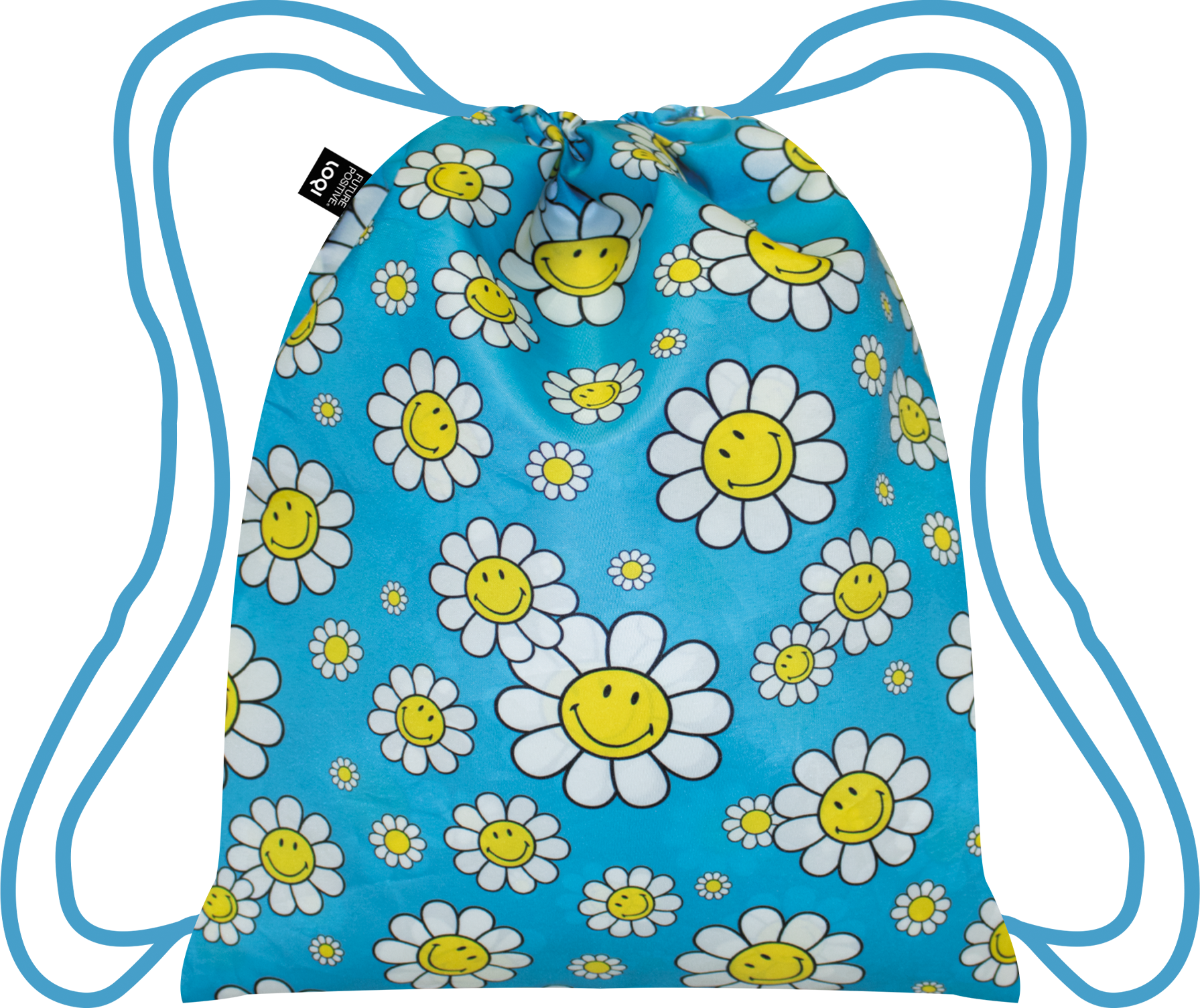 LOQI Smiley Flowers Rucksack, blau