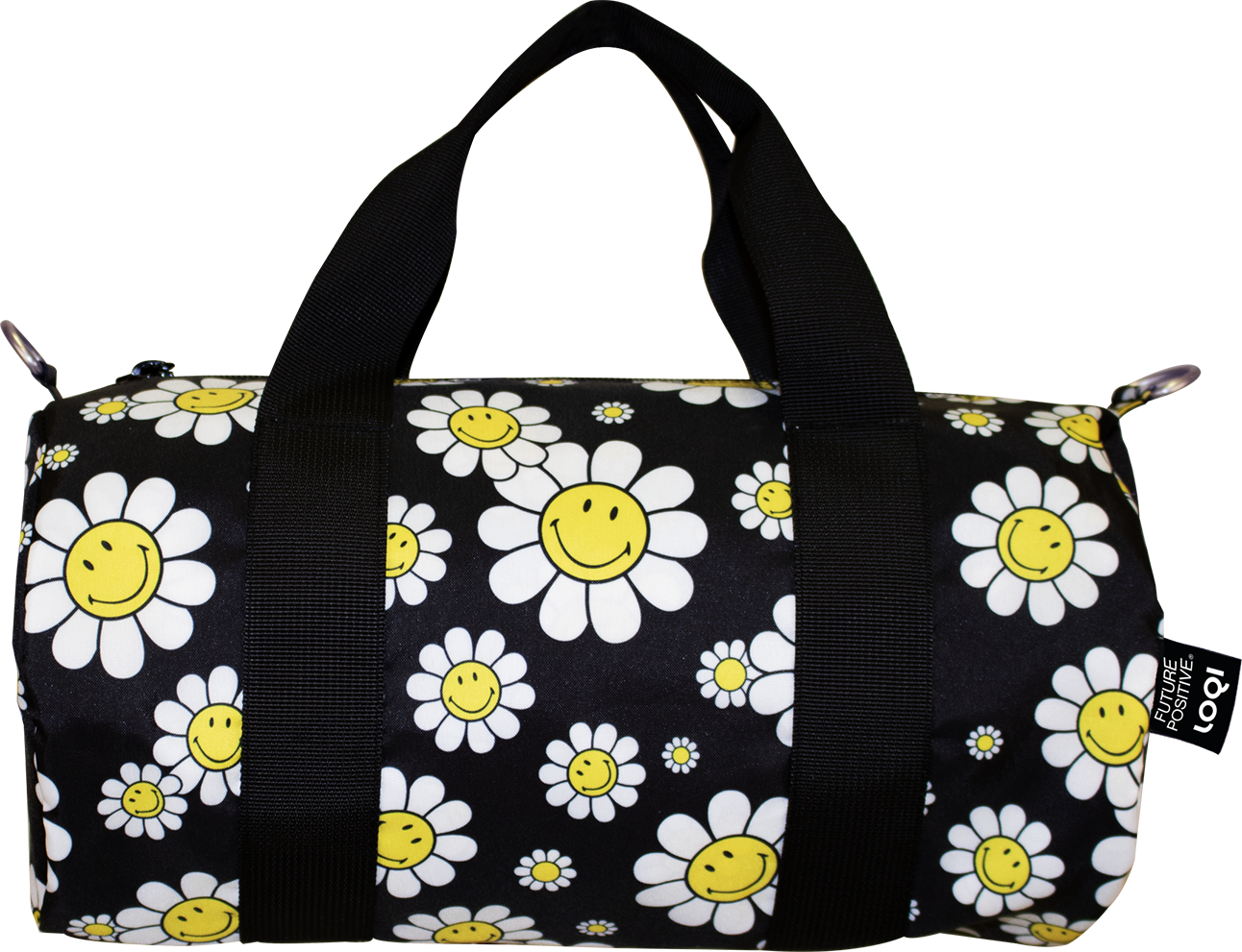 Reiseaccessoires Loqi Weekender Artist Smiley Flowers M Tasche, Schwarz, Recycelt