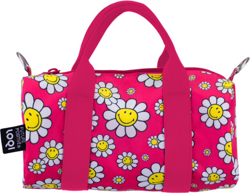 LOQI Weekender Artist Smiley Flowers Τσάντα S, μαλινί, ανακυκλωμένη