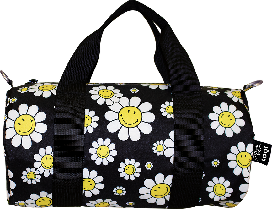 LOQI Weekender Artist Torba Smiley Flowers uzorak M crna reciklirana