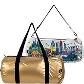 Loqi Weekender Kristjana S Williams Interiors Gold & World Skyline Bag S two-piece