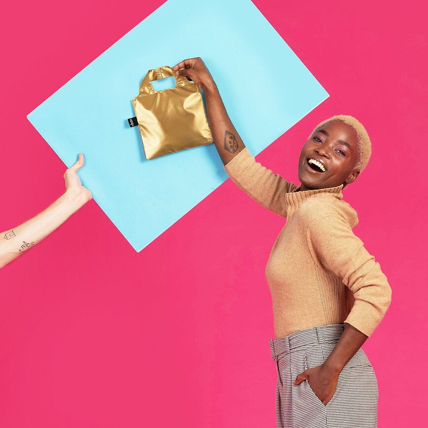 Τσάντα Mini, μεταλλική, ροζ χρυσό