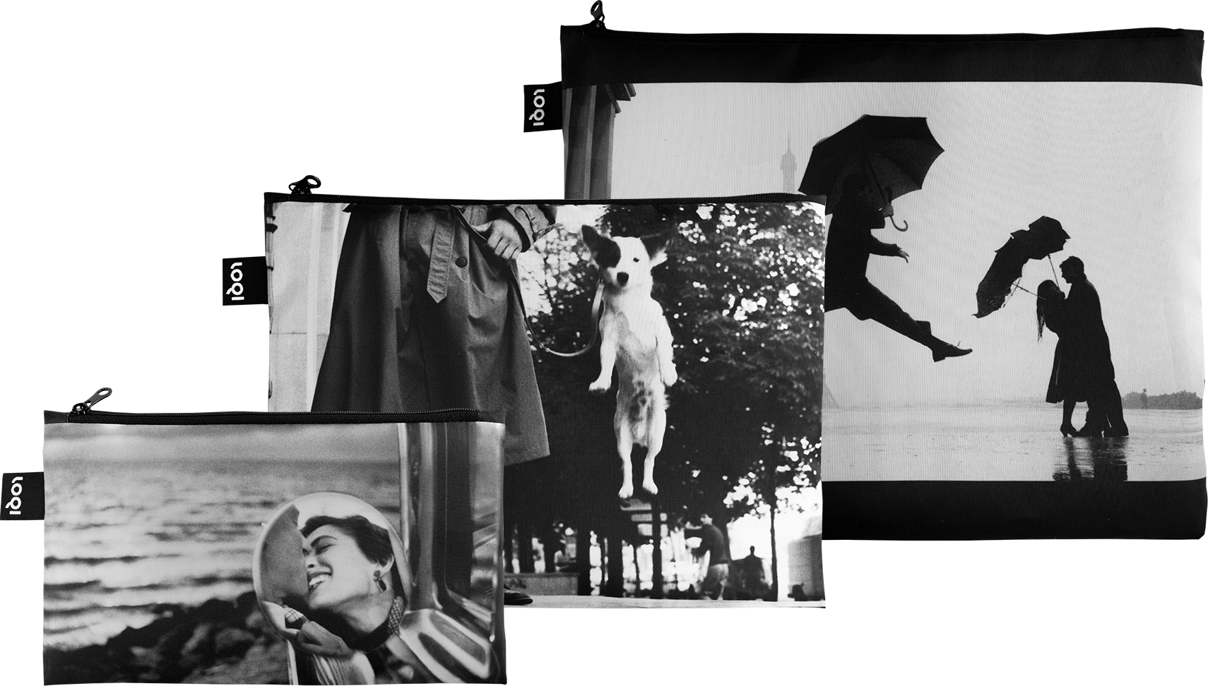 Museum Elliott Erwitt Eiffel Tower, Dog Jumping and California Kiss Beutel, recycelt, 3 St.