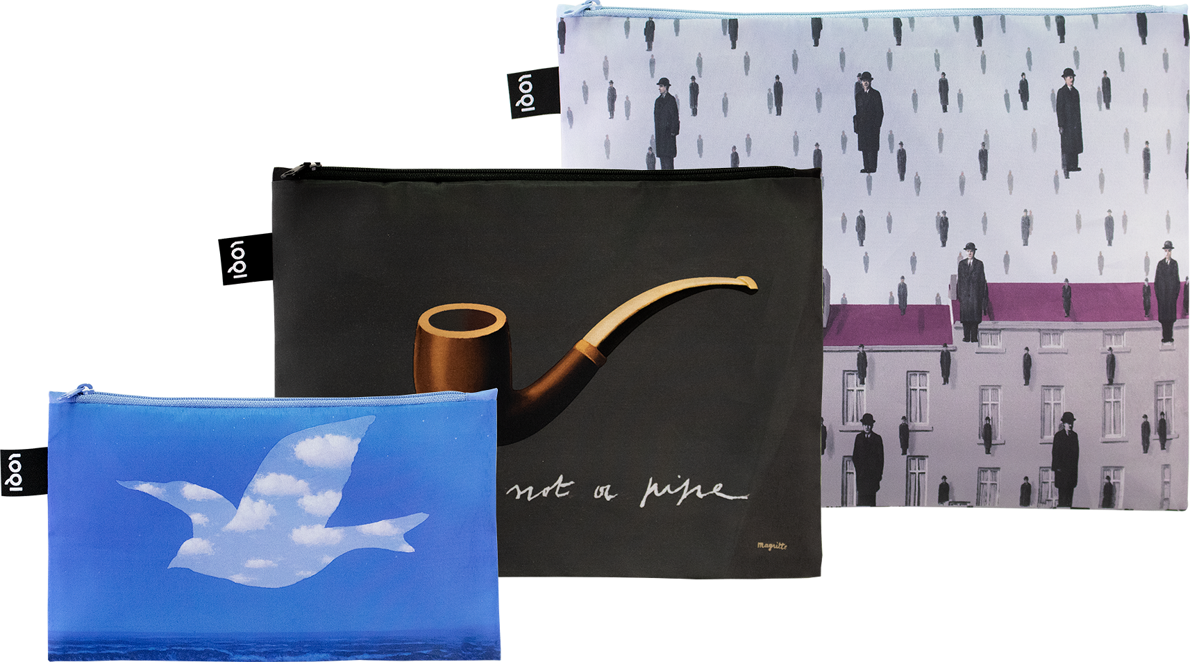 Museum Rene Magritte Σακουλάκια, ανακυκλωμένα, με θέματα Golconda, The Treachery of Images, The Promise, 3 τμχ Museum Rene Magritte Σακουλάκια, ανακυκλωμένα, με θέματα Golconda, The Treachery of Images, The Promise, 3 τμχ