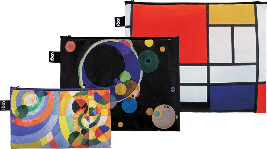 Museum Vrečke z motivom Mondrian Kandinsky Delaunay, reciklirane, 3 kosi