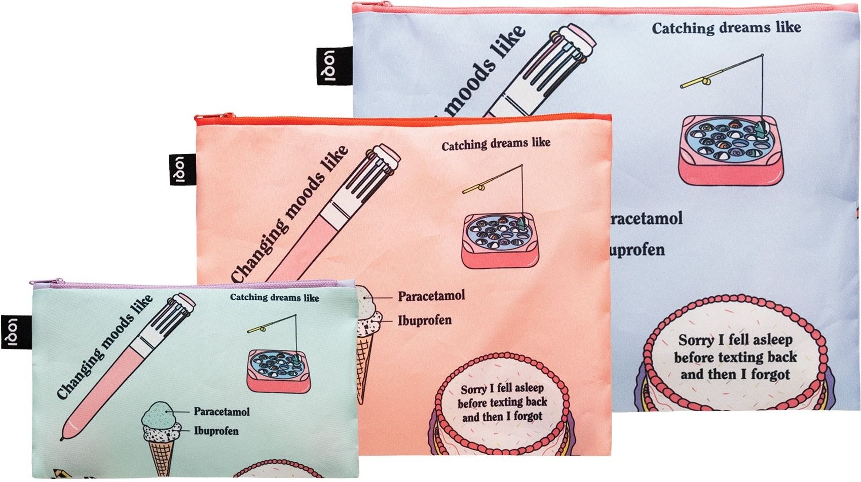 Saszetki LOQI Artist Giulia Hartz Pattern z recyklingu 3 szt.