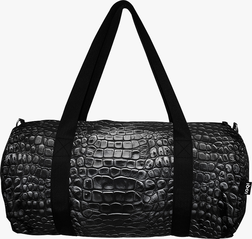 Сумка LOQI Weekender Artist Crocodile L чорна з перероблених матеріалів