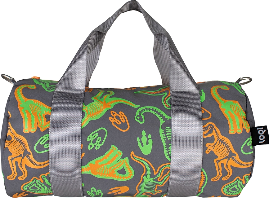 Tas LOQI Weekender Artist Dinosaur Skeleton mini met reflecterende coating