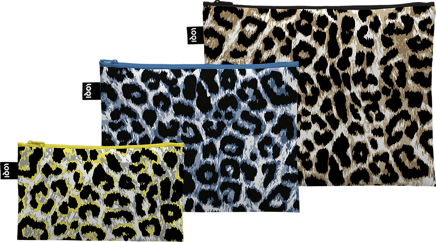 Τσαντάκια καλλυντικών LOQI Artist Leopard από ανακυκλωμένα υλικά, 3 τμχ
