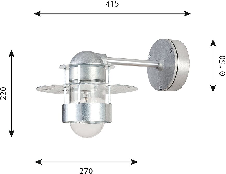 Albertslund Zidna Svjetiljka vanjska kratka cink