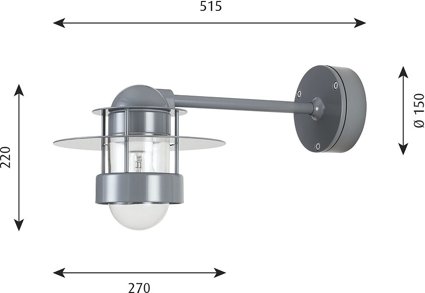 Aplique de Pared de zinc para exterior Albertslund, largo