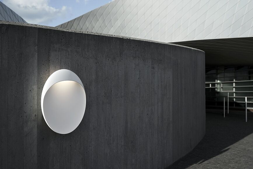 Aplique LED Flindt para exterior, 40 cm, 3000K, blanco, compatible con sistema Dali