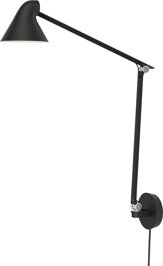 Applique murale avec bras NJP LED 3000 K, avec boîte de montage et câble, noir