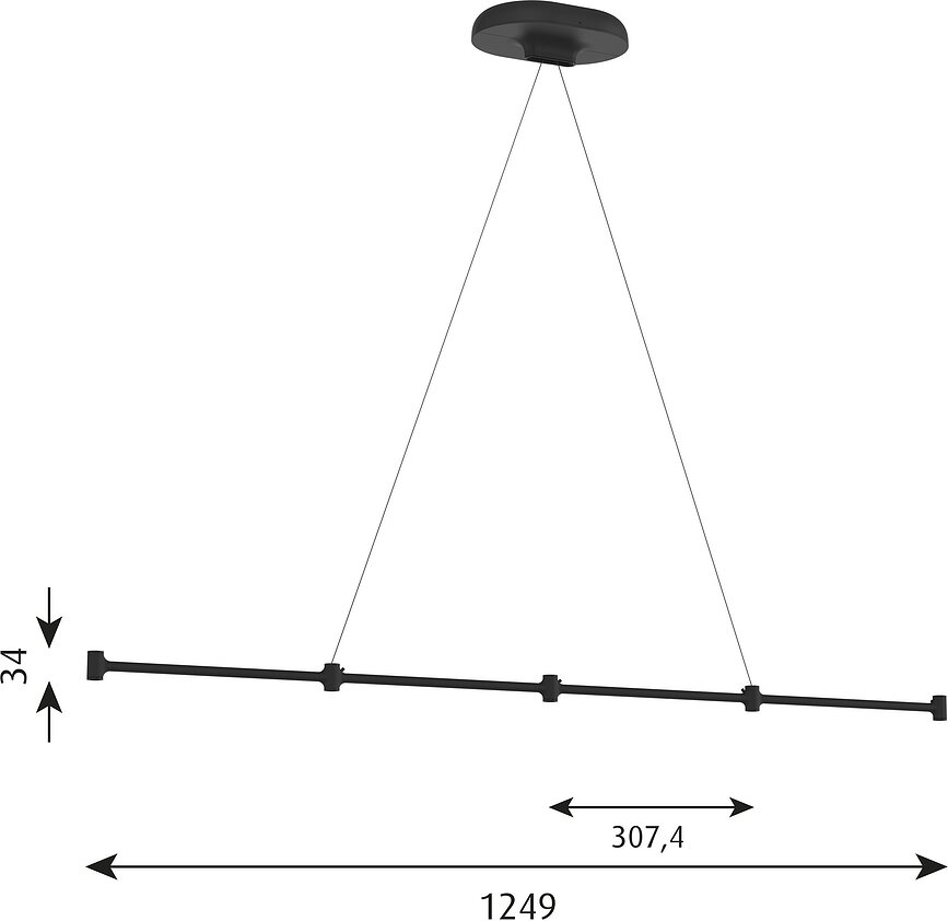 Dependant 5 Suspension linéaire, blanc, laiton, 5 lumières