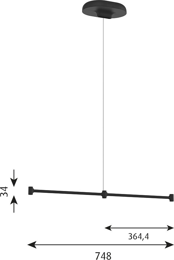 Dependant Barre de Suspension droite, blanc, laiton, 3 lumières