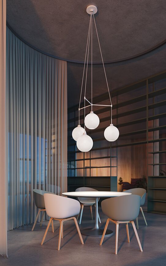 Dependant Kit de Suspension à 4 lumières, blanc, laiton